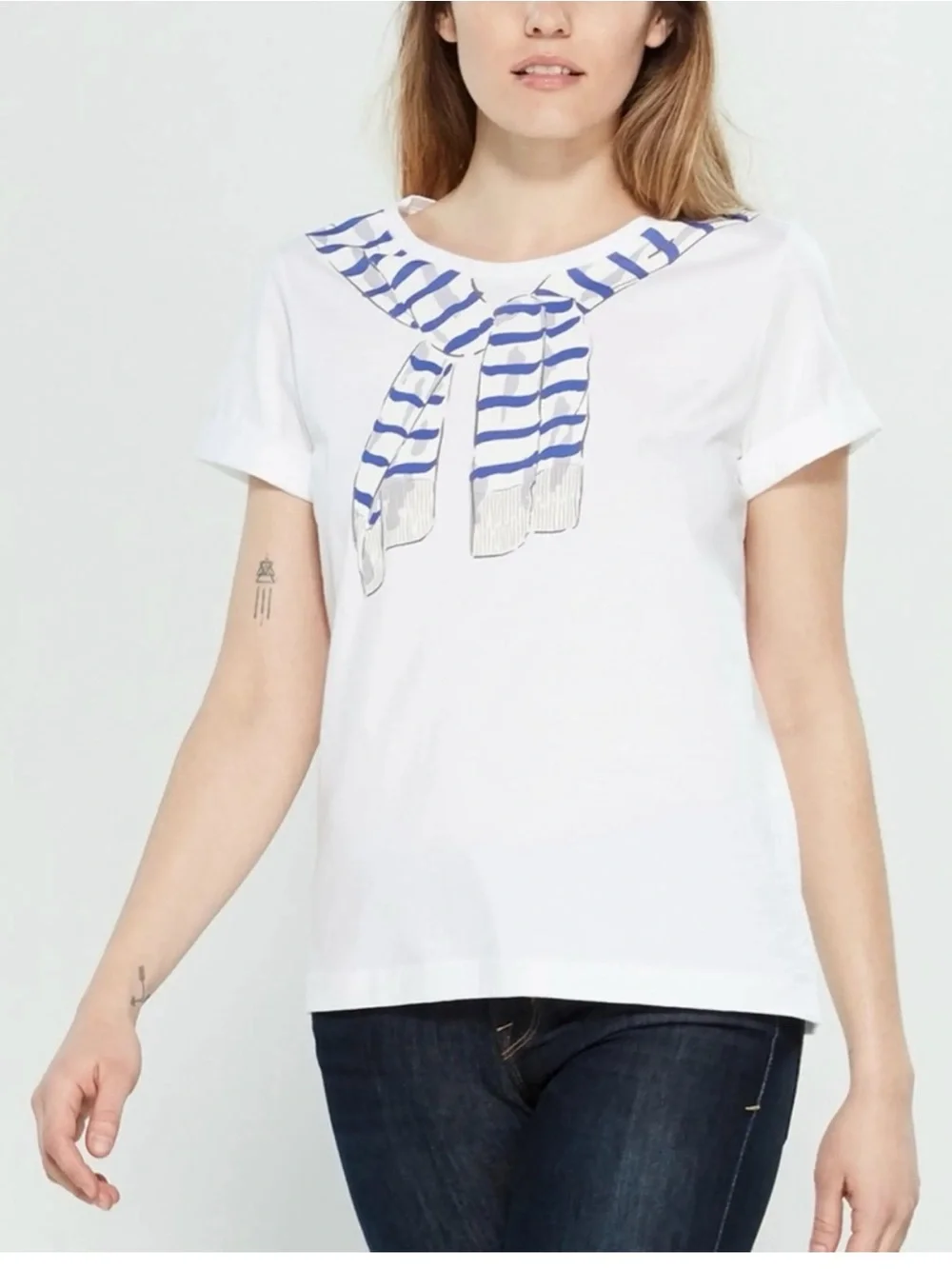 Kate Spade White Blue Broome Street Tromp L’Oeil T Size L